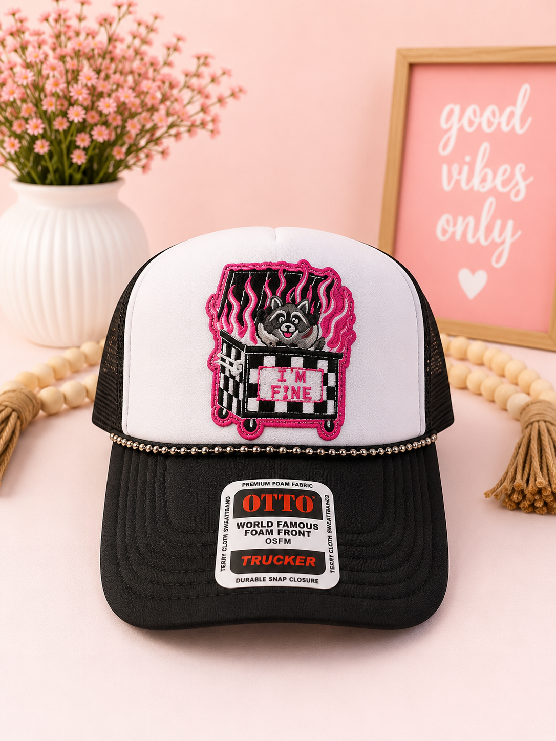 I’m fine raccoon Trucker Hat